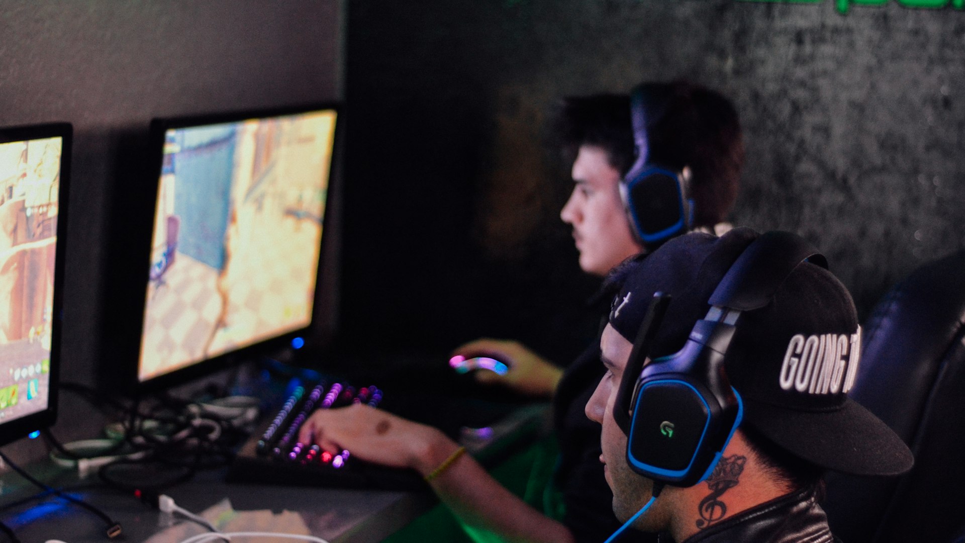 Players at a competitive gaming event